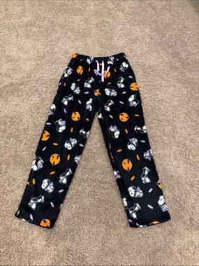 Peanuts Black Snoopy Halloween Pajama Pants with Orange & Purple Accents